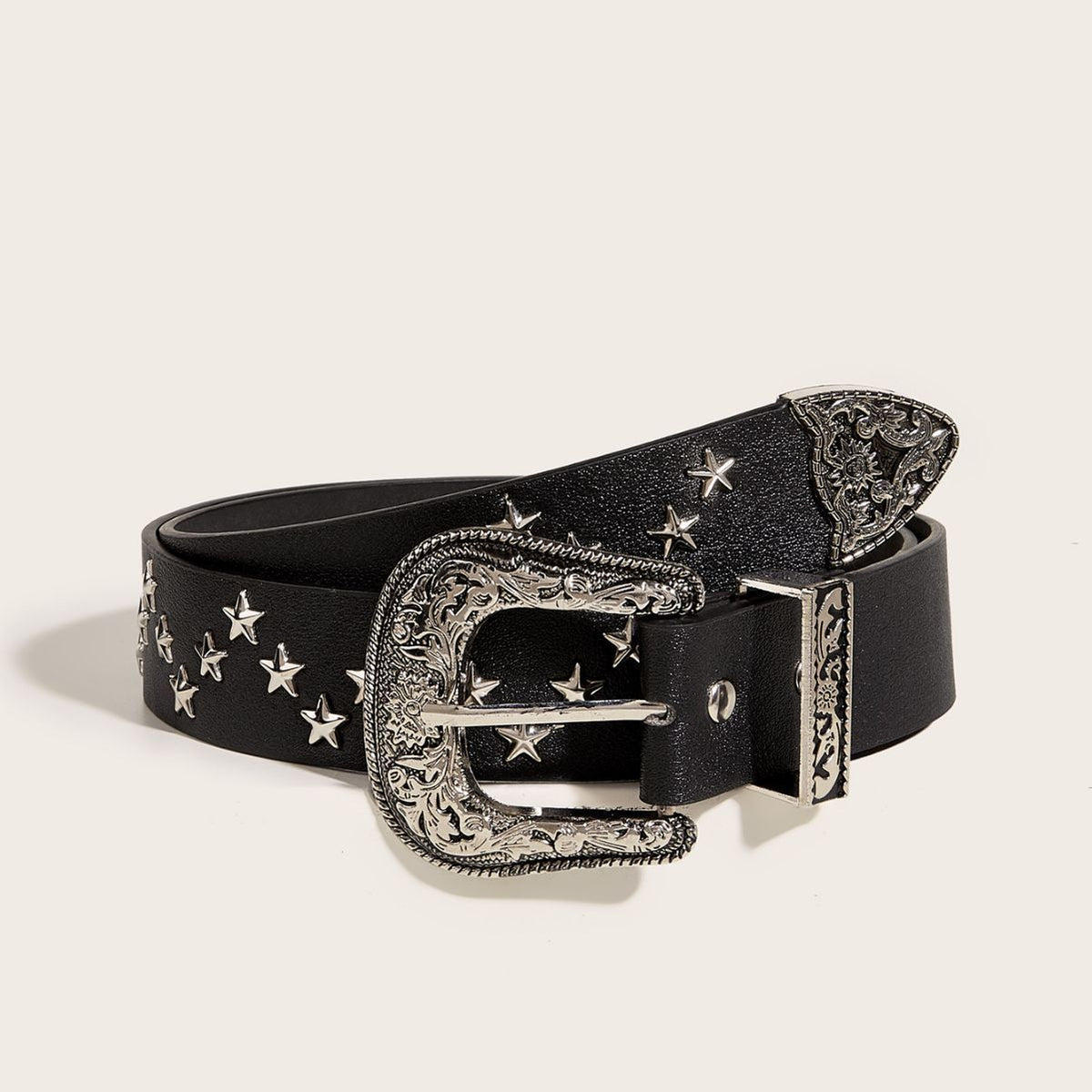Star PU leather adjustable belt