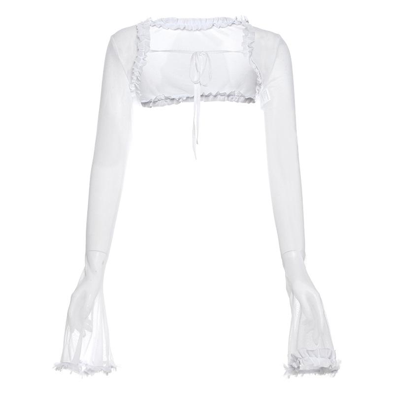 Ruffle â€?â€?pattern backless tube top