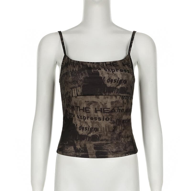 Print backless contrast cami top