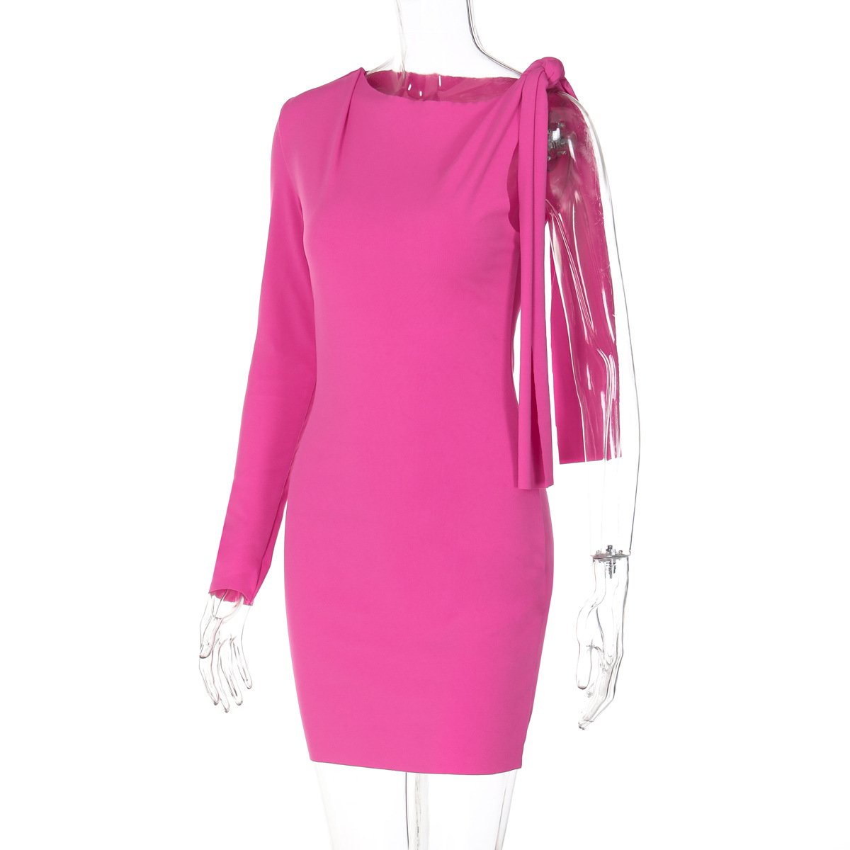 One shoulder knotted mini dress  | red tango dress