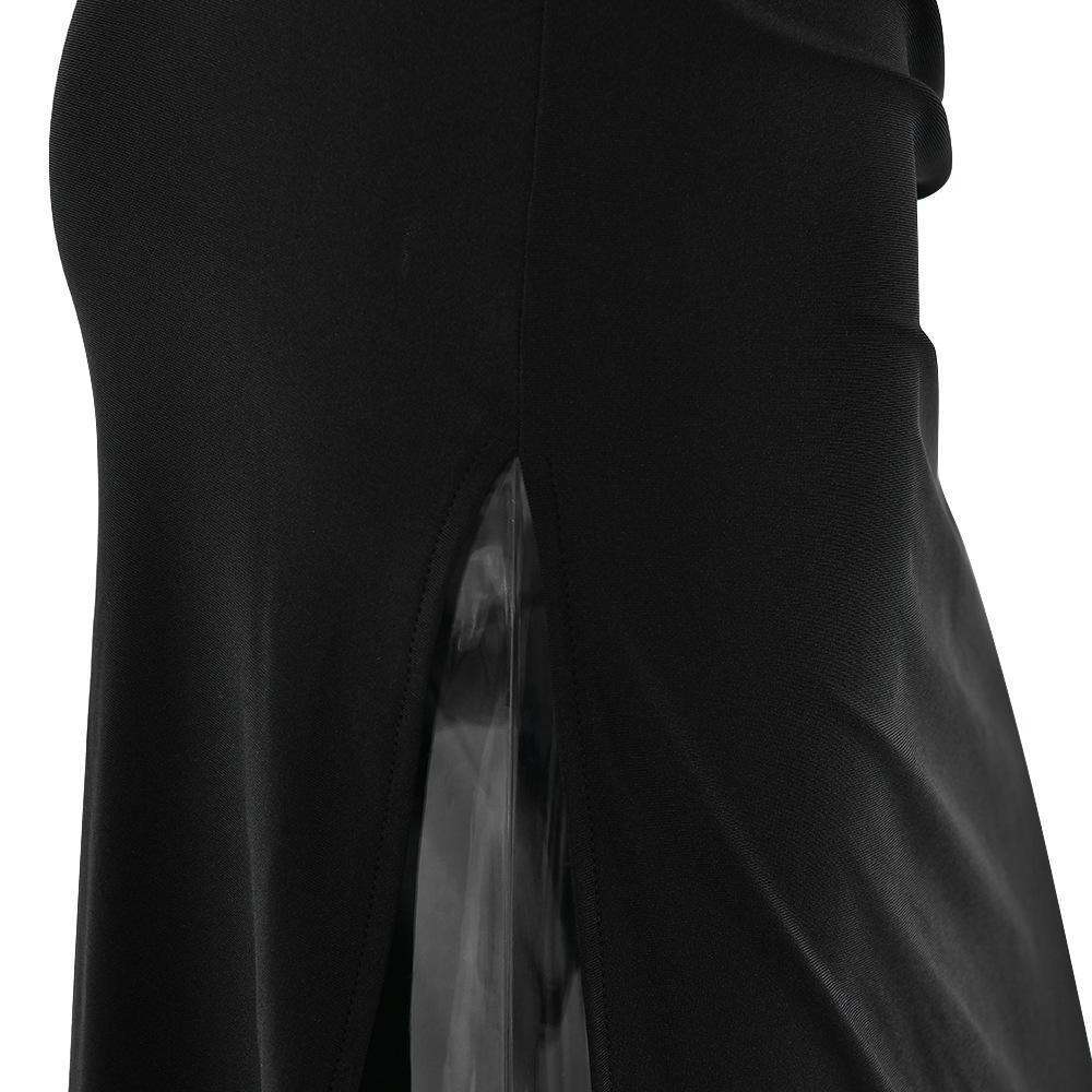 Halter deep v neck slit backless ruched maxi dress