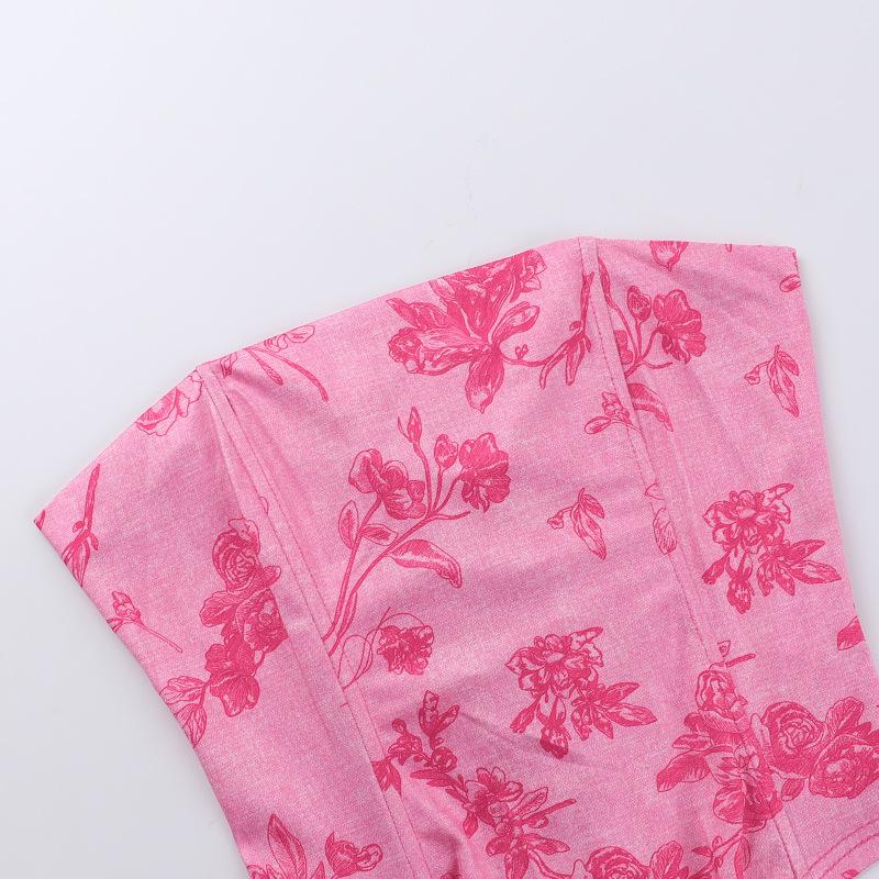 Flower print lace up tube top