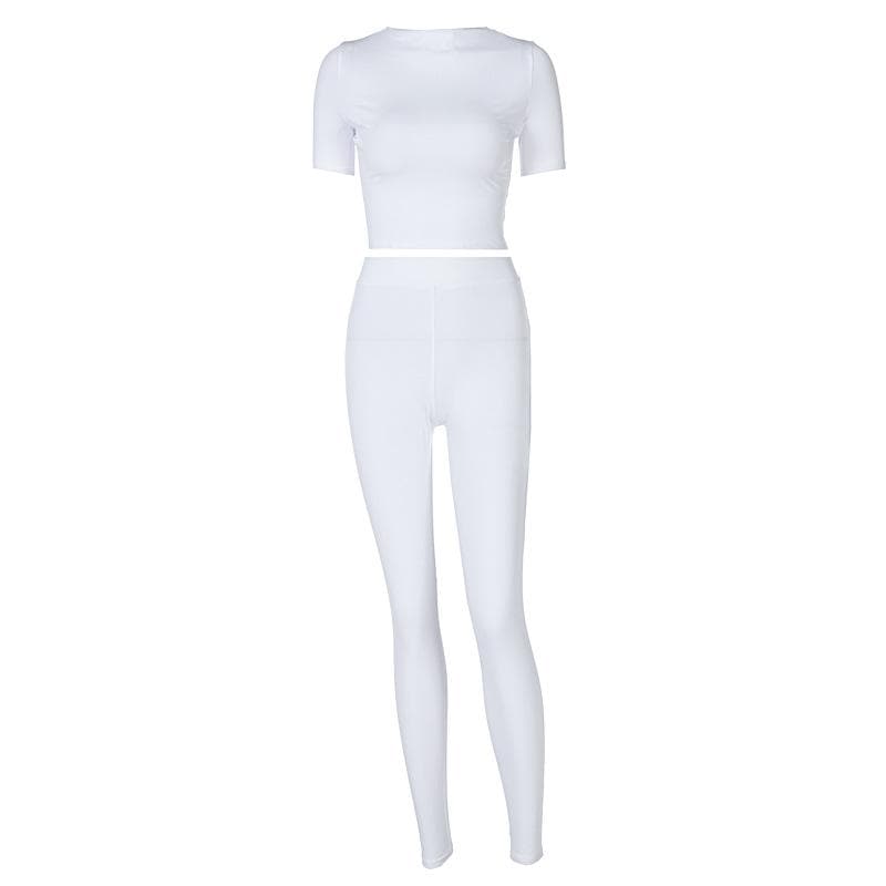 Short sleeve crewneck solid pant set