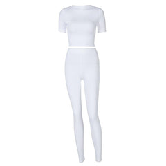 Short sleeve crewneck solid pant set