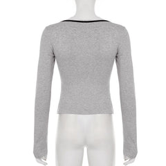 Long sleeve lace hem bowknot top