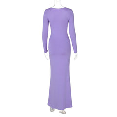 Long sleeve sweetheart neck ruched maxi dress