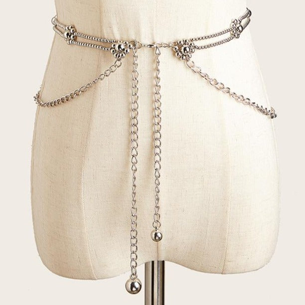 Flower beaded waist chain