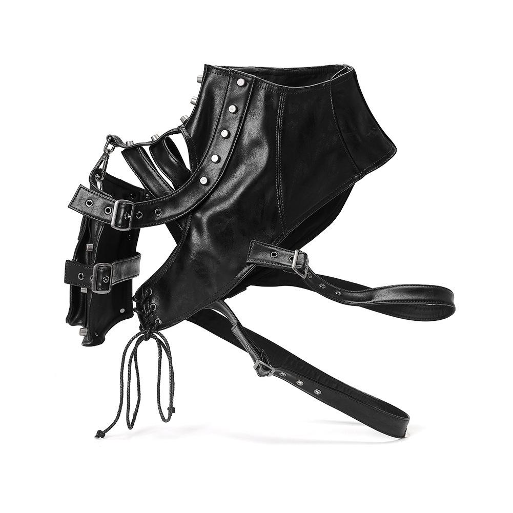 High neck buckle hollow out pocket top