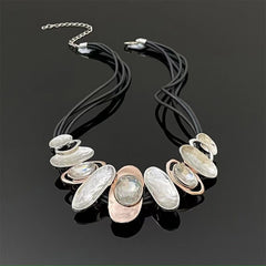 Irregular elliptic rhinestone layered necklace