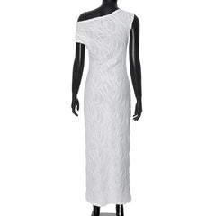 Ruched textured 2-way see through maxi dress