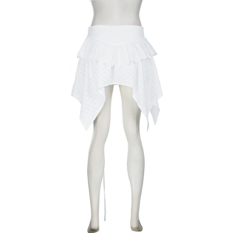 Irregular zip-up A line mini skirt