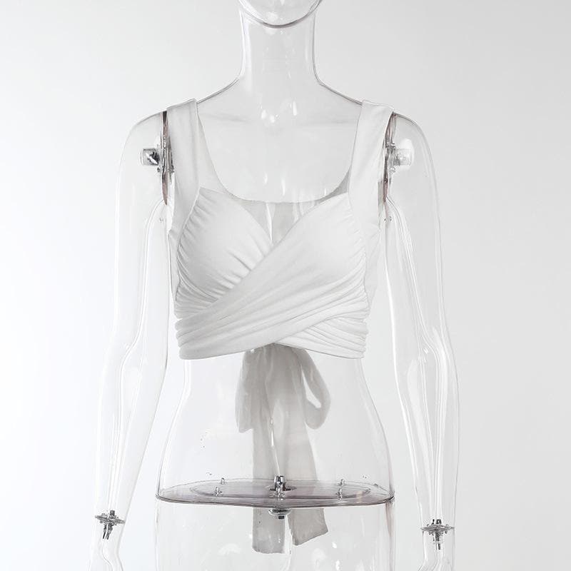 Self tie solid 2-way crop top