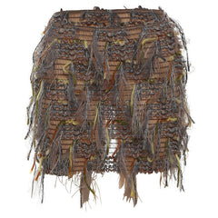 Tassels hollow out see through contrast mini skirt