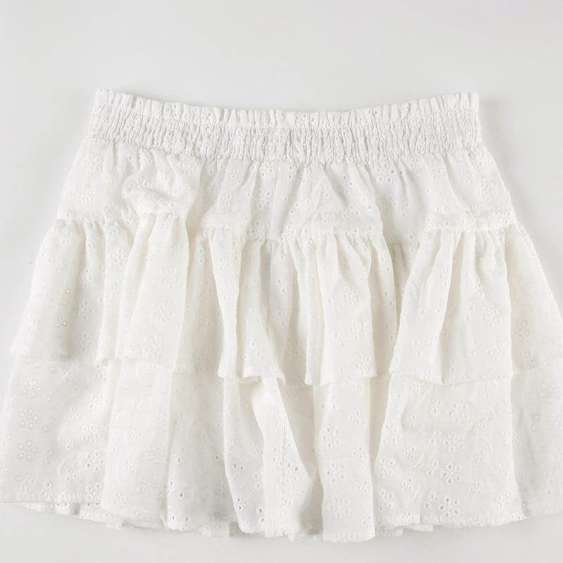 A line hollow out solid mini skirt