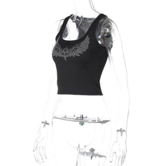 U neck beaded ribbed contrast tank top