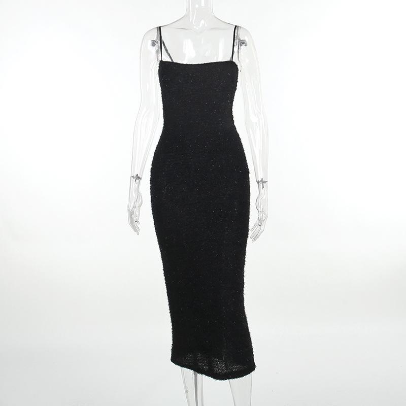 Square neck glitter backless cami maxi dress  | red tango dress