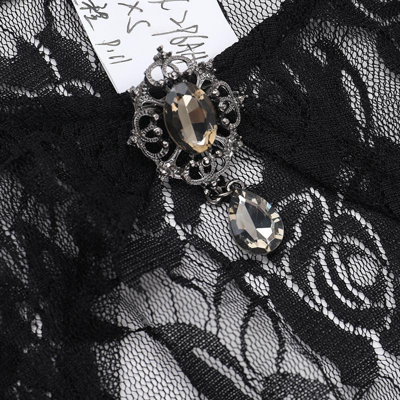 Long flared sleeve lace rhinestone applique shrug