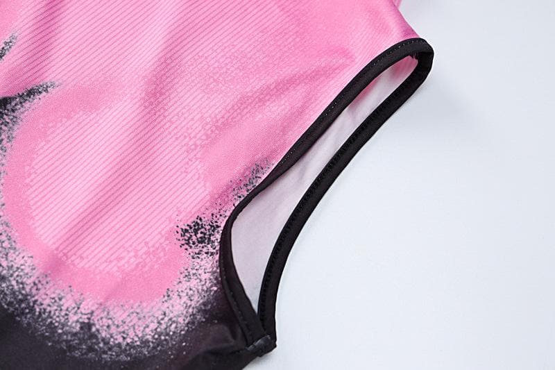 Contrast sleeveless high neck body pattern crop top