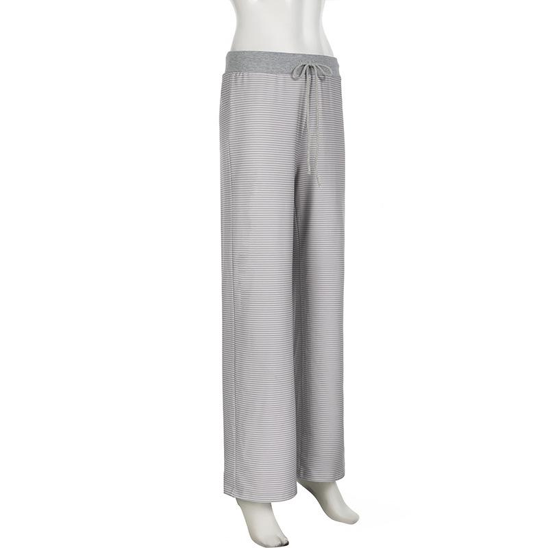 Striped self tie straight leg pant