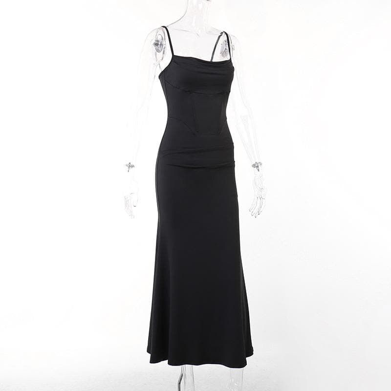 Solid cowl neck backless cami dress  | red tango dress