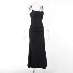 Solid cowl neck backless cami dress  | red tango dress