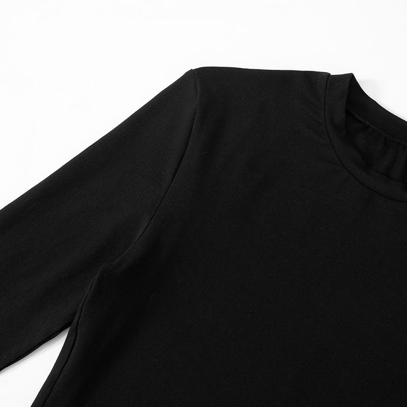 Long sleeve crewneck solid slit top