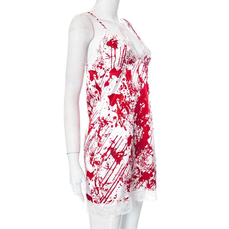 Lace hem contrast v neck backless cami mini dress  | red tango dress