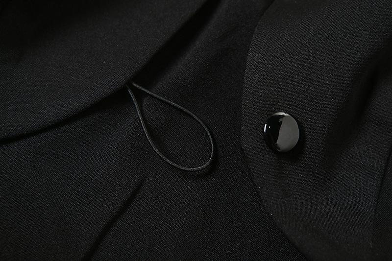 Long sleeve turnover collar button hollow out mini dress