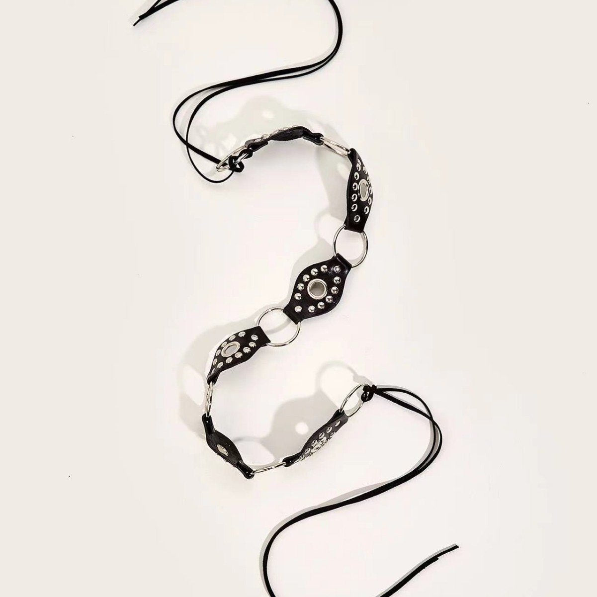 PU leather o ring rivet knotted belt