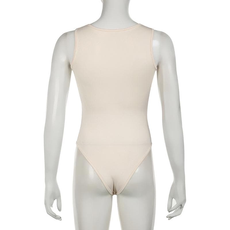 Square neck solid sleeveless tank bodysuit