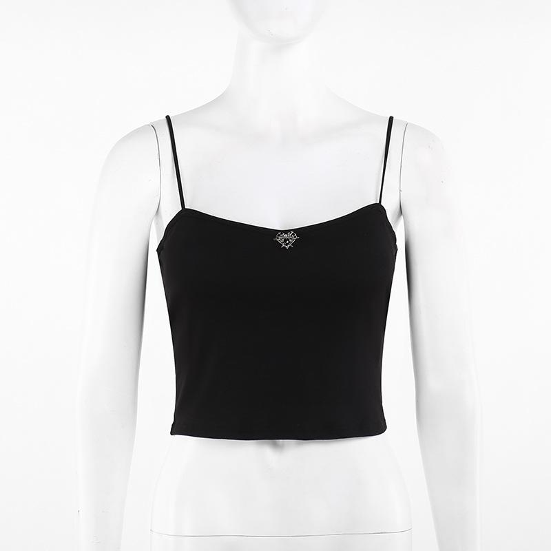 Heart applique spider web padded cami top