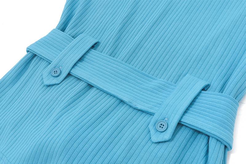 Crewneck long sleeve belt knotted knitted top