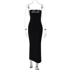 Ruched slit knotted tube midi dress