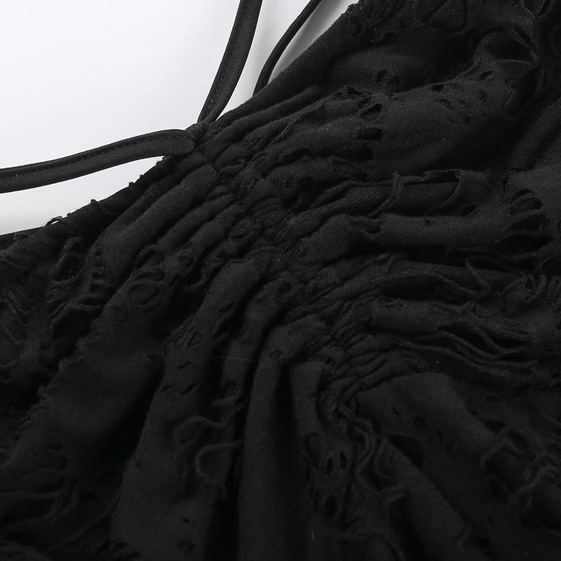 Ruched ripped knotted textured mini skirt