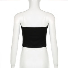 V neck lace hem backless contrast cami top