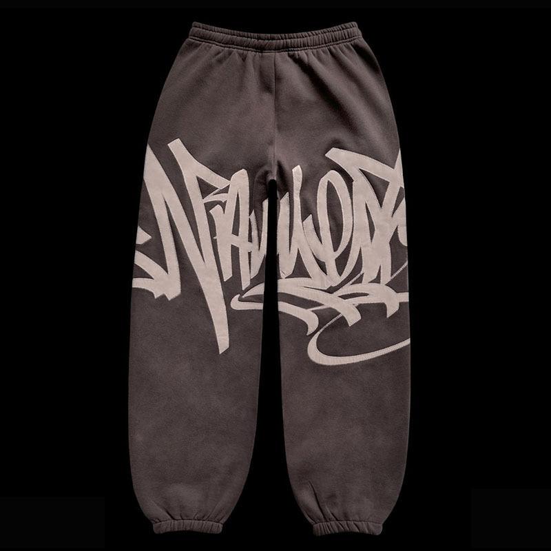 Letter print zip-up hoodie pant set