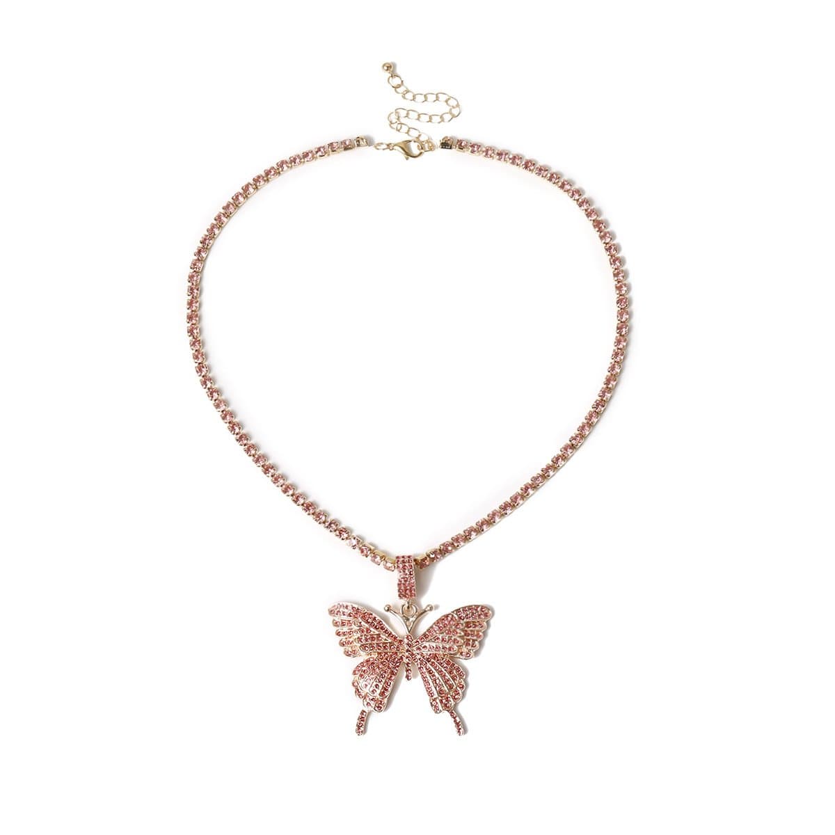 Butterfly pendant rhinestone necklace