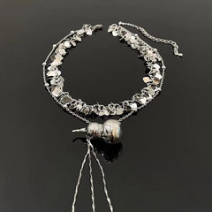 Gourd pendant glitter metal chain 2 pcs choker necklace