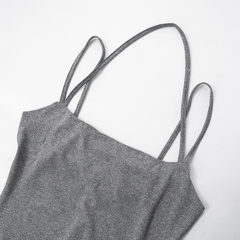 Halter solid sleeveless backless square neck romper