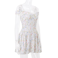 Turnover collar off shoulder zip-up cami mini dress