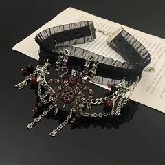 Spider beaded mesh choker necklace