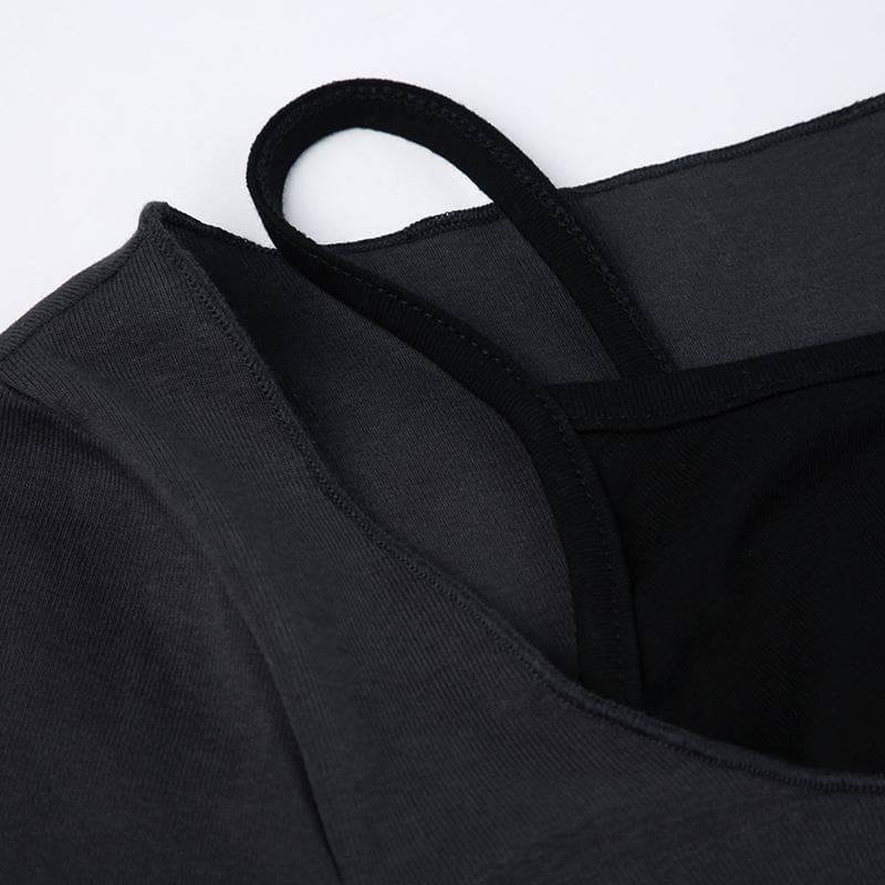 Contrast patchwork long sleeve round neck top