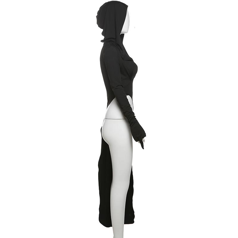 Hoodie long sleeve irregular 2 piece top