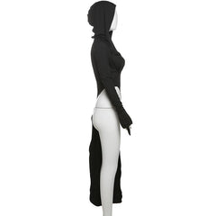 Hoodie long sleeve irregular 2 piece top