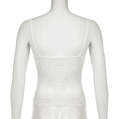V neck lace backless cami top