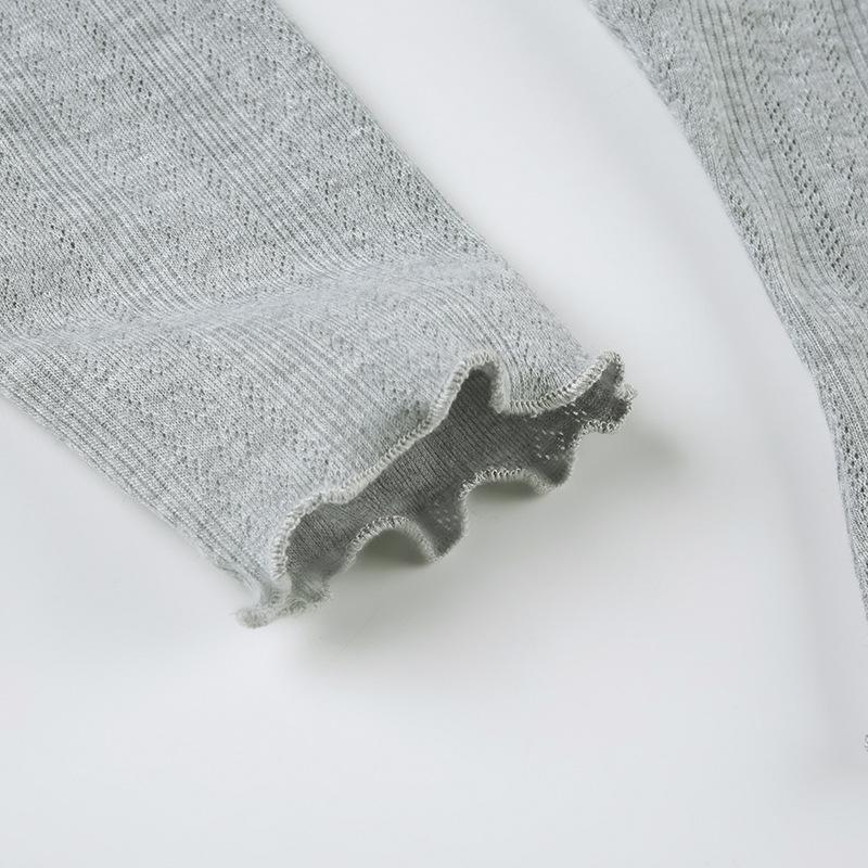 Square neck long sleeve bowknot ruffle top