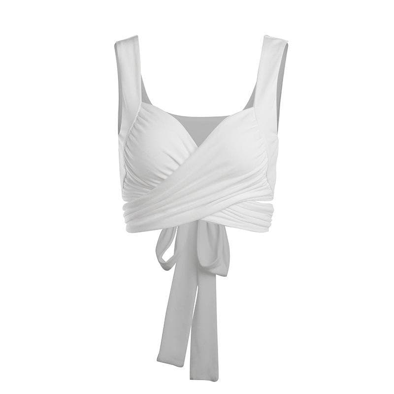 Self tie solid 2-way crop top
