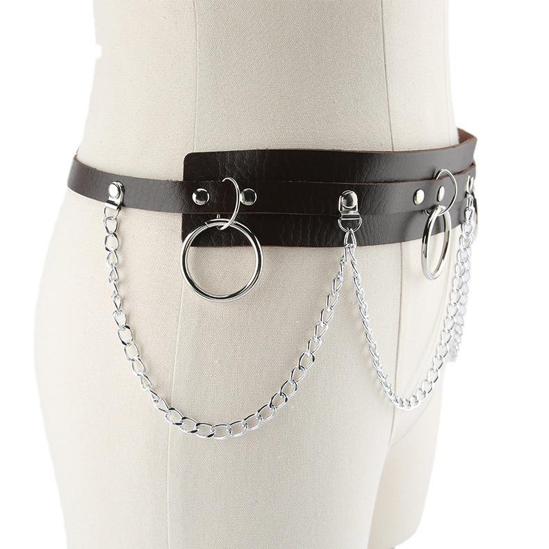 PU leather o ring metal chain belt