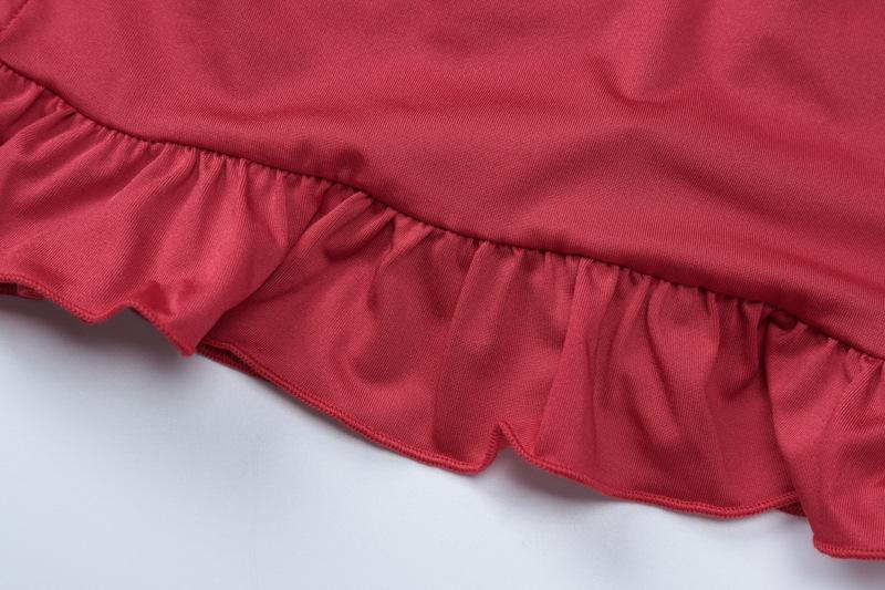 Rose applique ruched ruffle knotted cami mini dress  | red tango dress