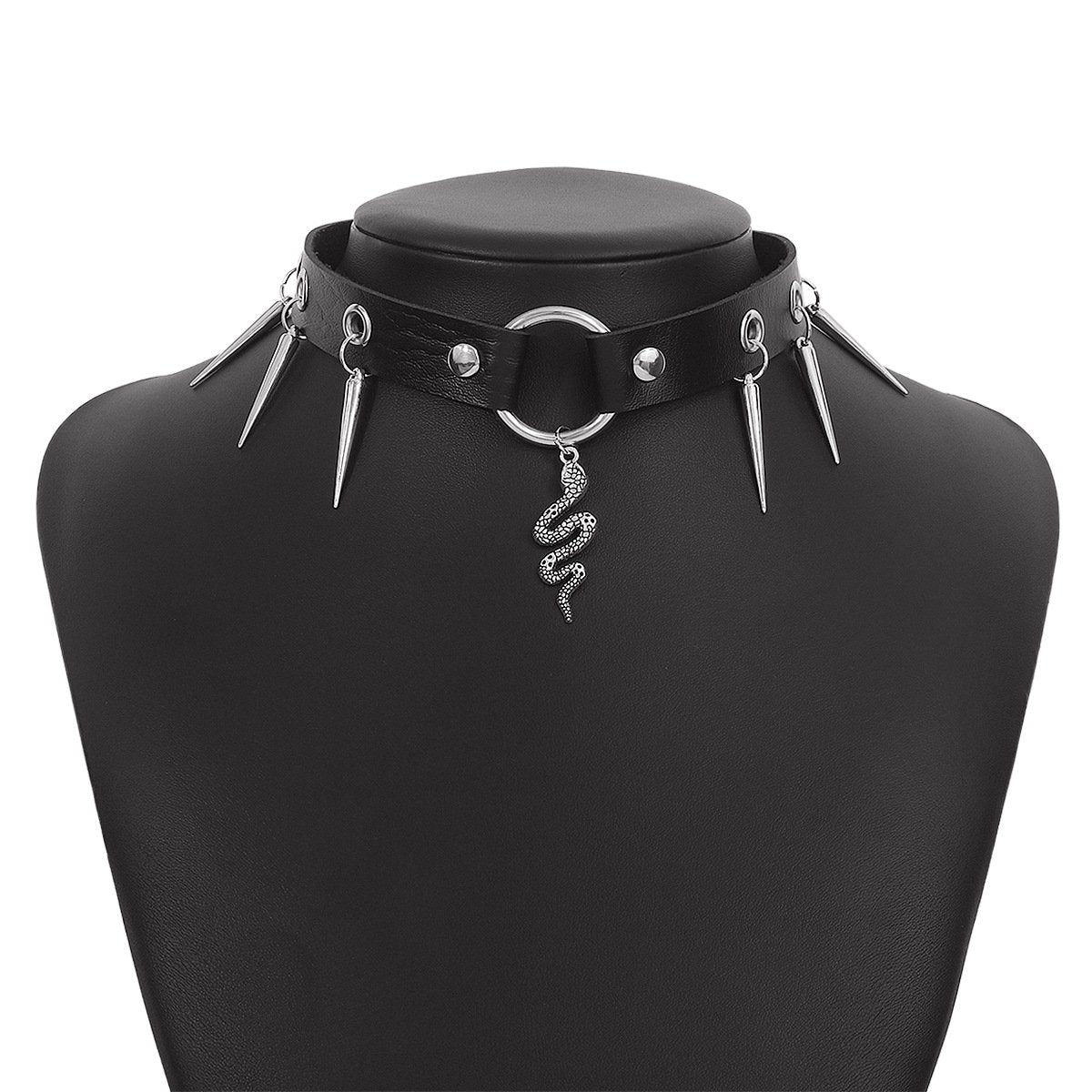 PU leather rivet animal decor o ring chocker